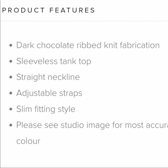 NWT DISSH Dunn Dark Chocolate Rib Knit Camisole Tank Top - Size Medium - Picture 10 of 10